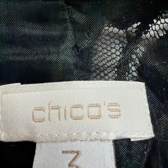 Chicos Womens Black Embroidered Sheer Jacket Sequins Details Sz 3 - Picture 6 of 10